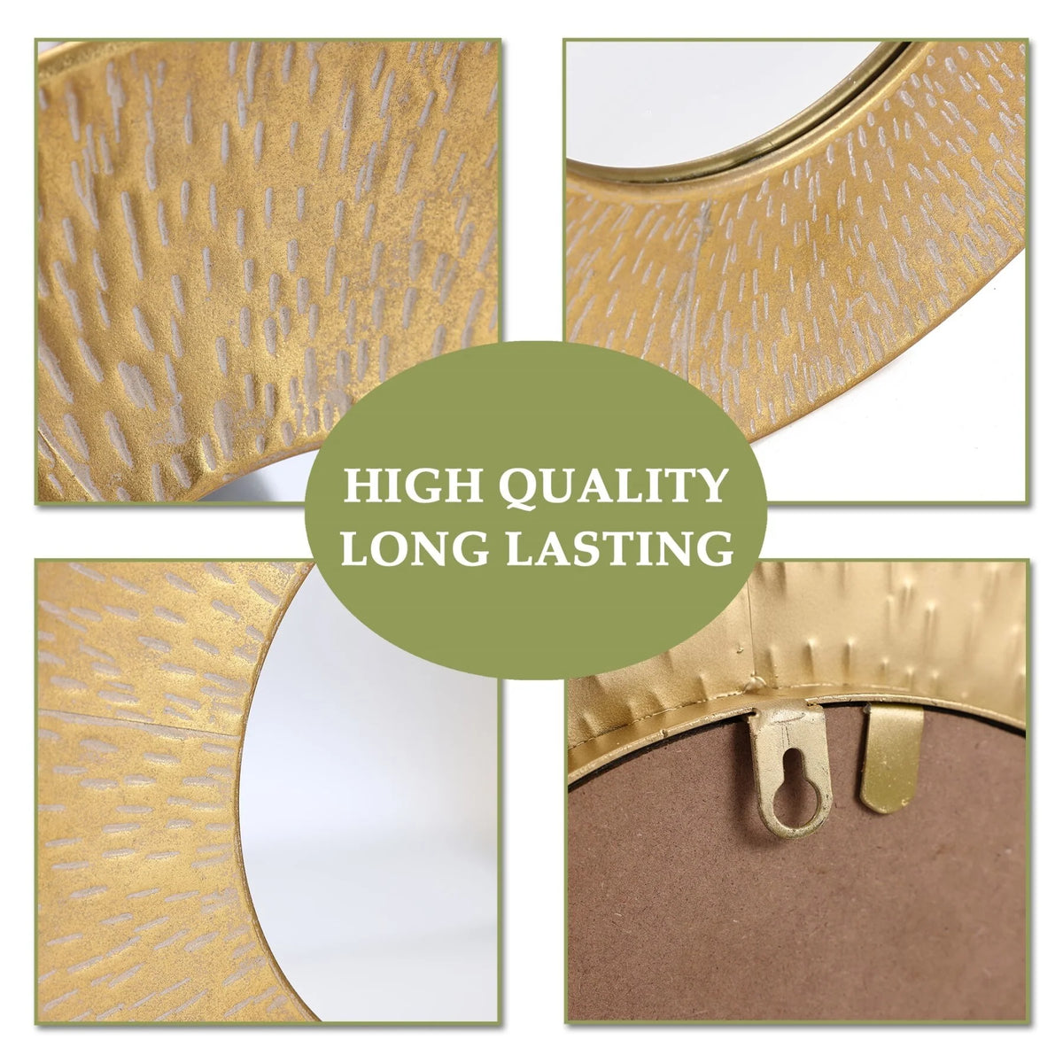 3-Piece Gold Metal Round Wall Mirror Set, 22.25" Diameter x 2.36" Deep, Decorative Wall Mirrors