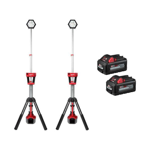 18V Cordless Rocket Tower Light �� Dual Power LED Work Light with 2�6.0Ah Batteries
