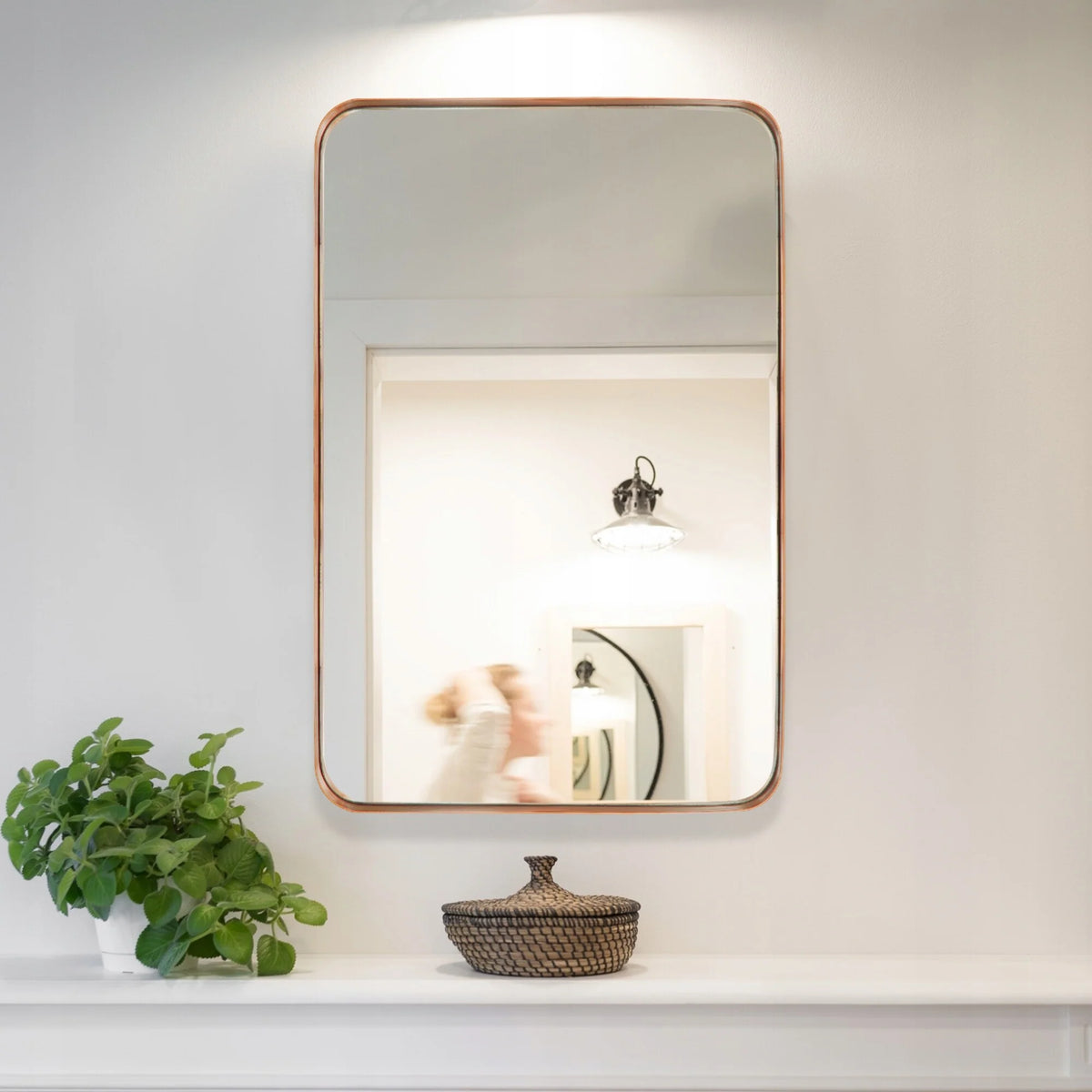 Wall Mirror Vanity Mirror, Bathroom Mirror with Rounded Corners, 1 Piece