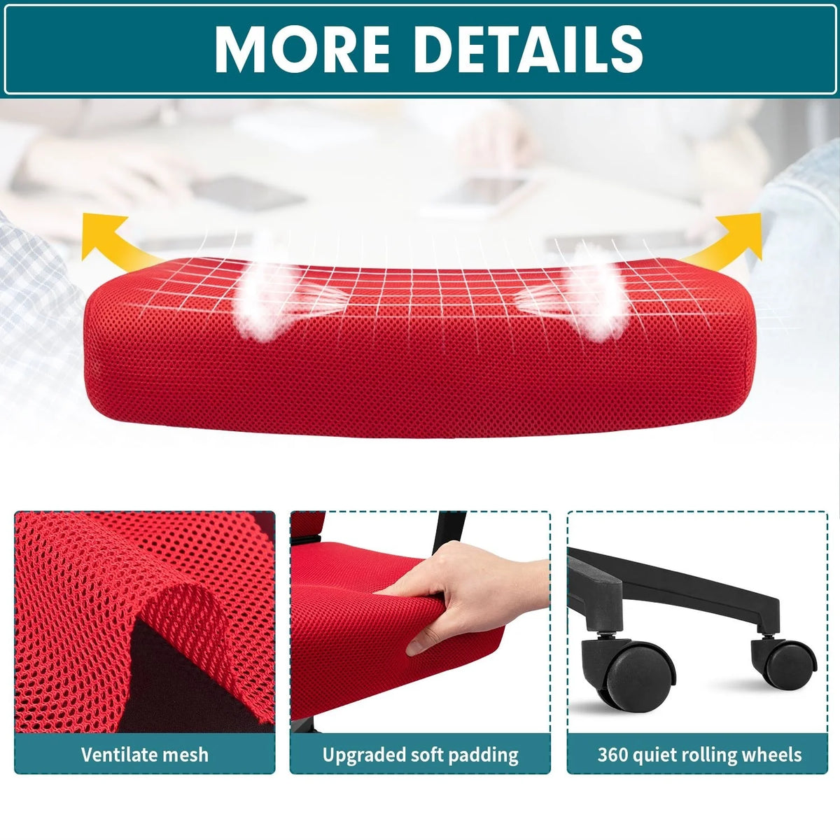 Ergonomic Mesh Office Chair with Lumbar Support, Breathable Computer Desk Chair