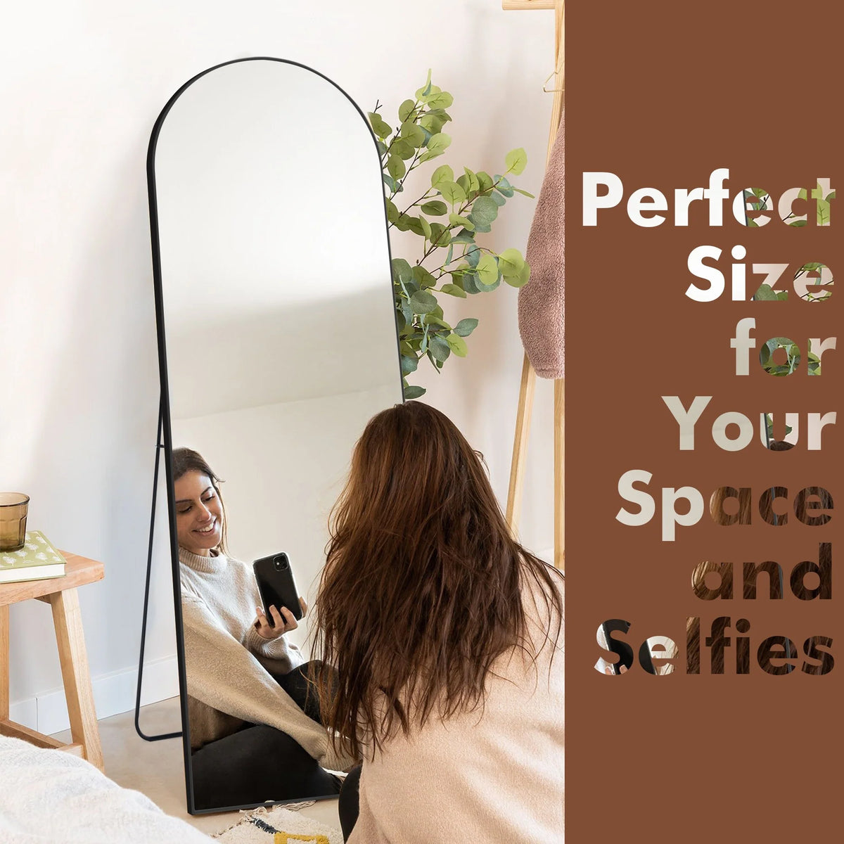 64x21 Full Length Floor Mirror, Large Full Body Aluminum Alloy Frame Standing Mirror with Stand and Wall Mount Option