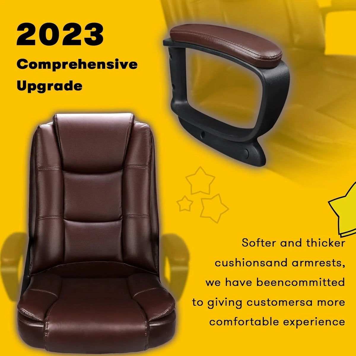 Big and Tall Executive Office Chair, High Back Ergonomic Leather Chair, 400 lb Capacity