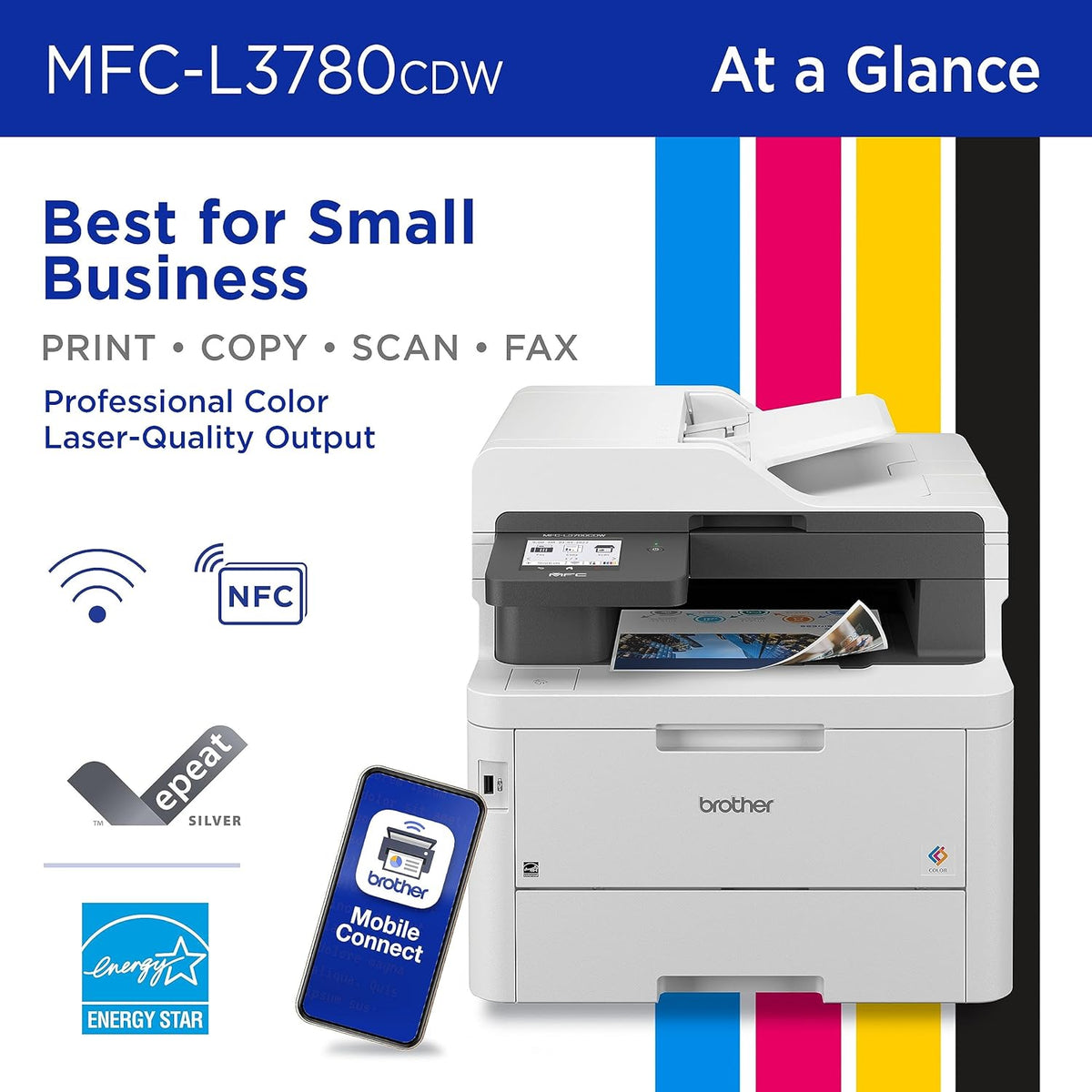 All-In-One Wireless Color Printer with Fast Printing, Scanning, Copying and Faxing