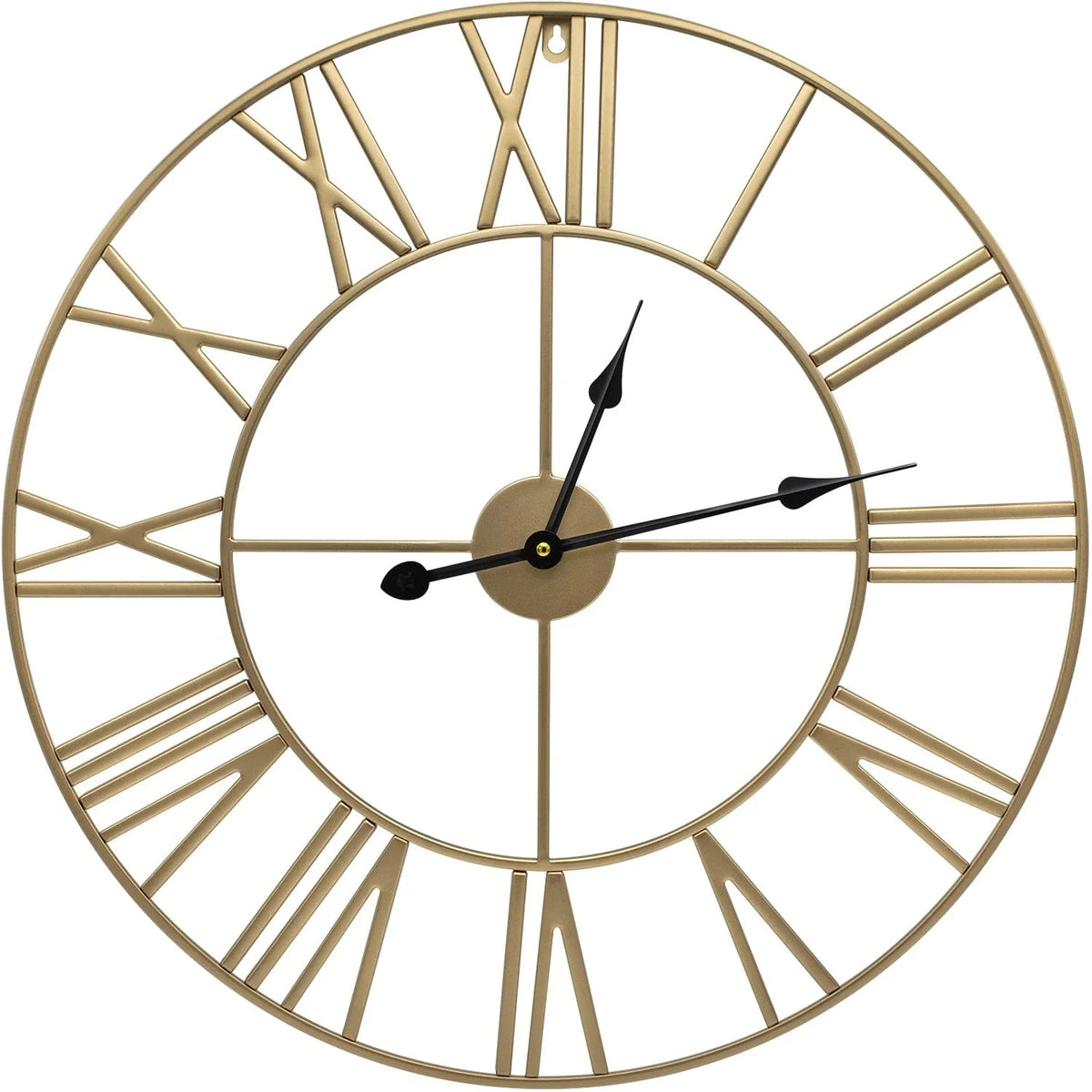 24 Inch Large Round Gold Metal Wall Clock, Decorative Analog Clock for Home