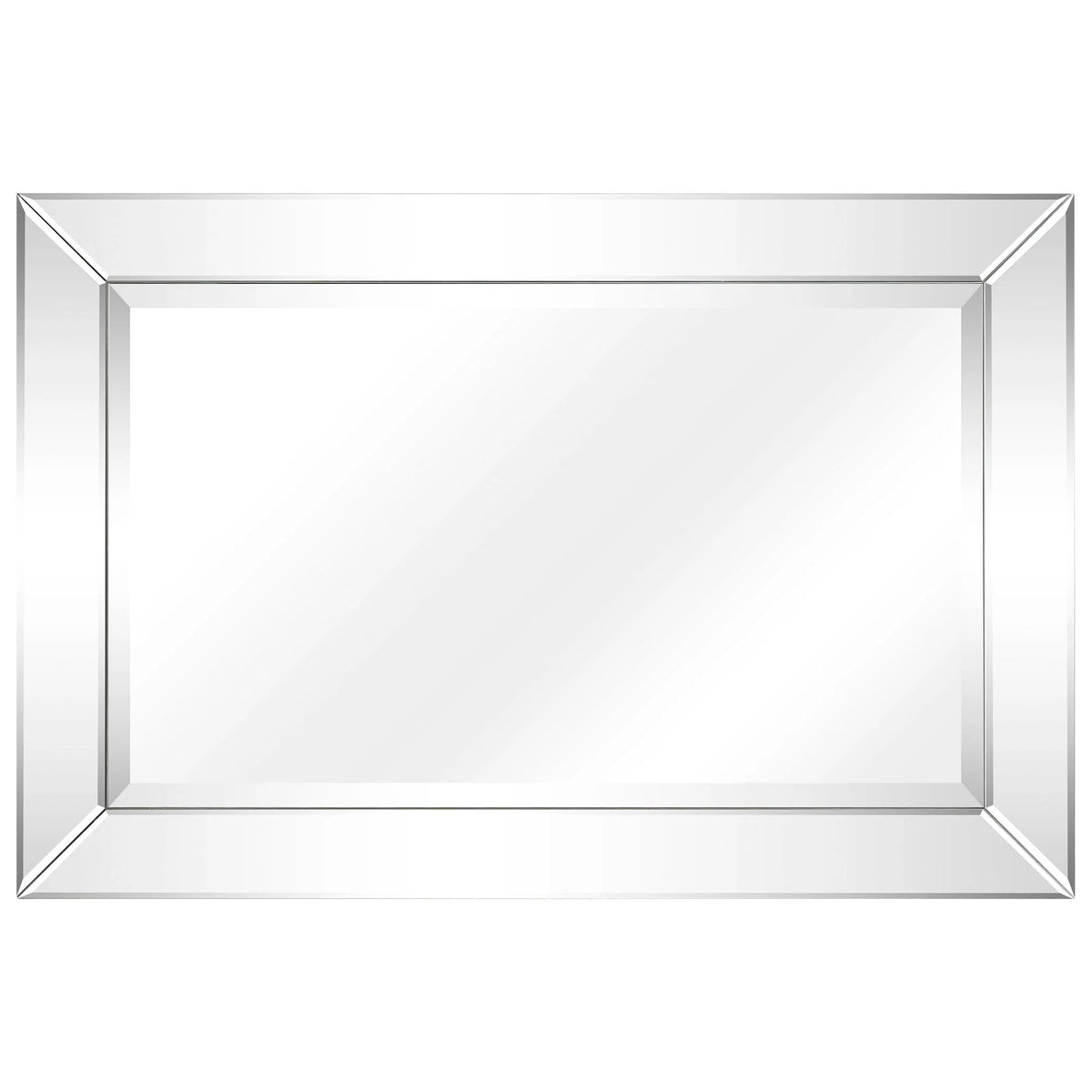 Beveled Rectangular Clear HD Wall Mirror, Bathroom Vanity and Bedroom Mirror, 3 Sizes