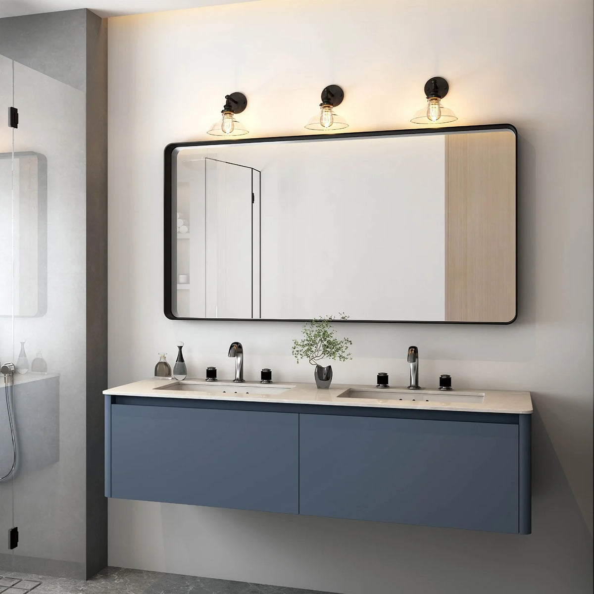 Aluminum Alloy Rounded Corner Vanity Mirror, Modern Wall Mounted Mirror for Bathroom, Bedroom and Home Decor