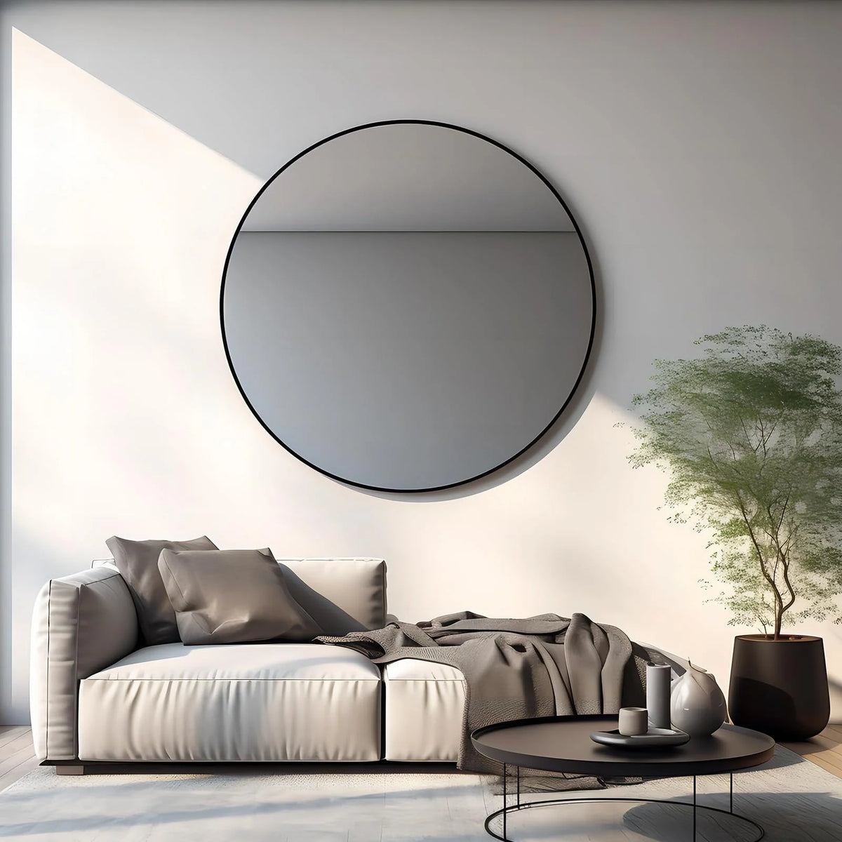 Round Metal Black Frame Bathroom Vanity Mirror, Wall Mounted Decorative Mirror