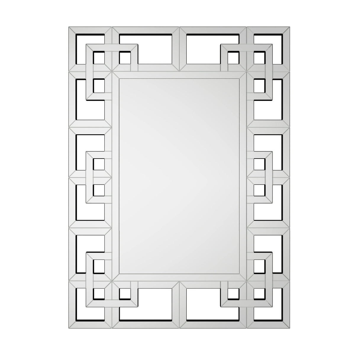 Large Silver Geometric Wall Mirror, Modern Decorative Accent Mirror for Living Room, Bedroom and Entryway