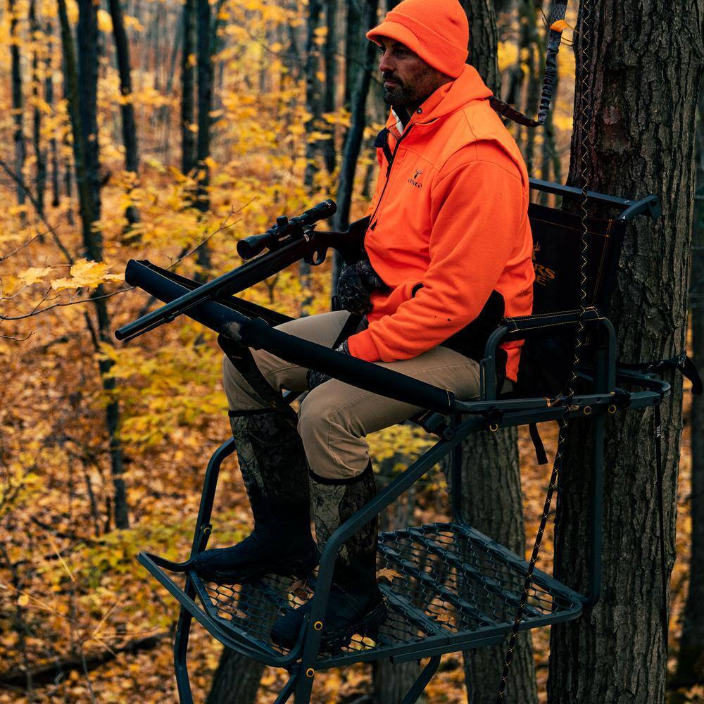 Jumbo Jack Ladder Stand �� Adjustable Shooting Rail, Large Platform, Mesh Seat