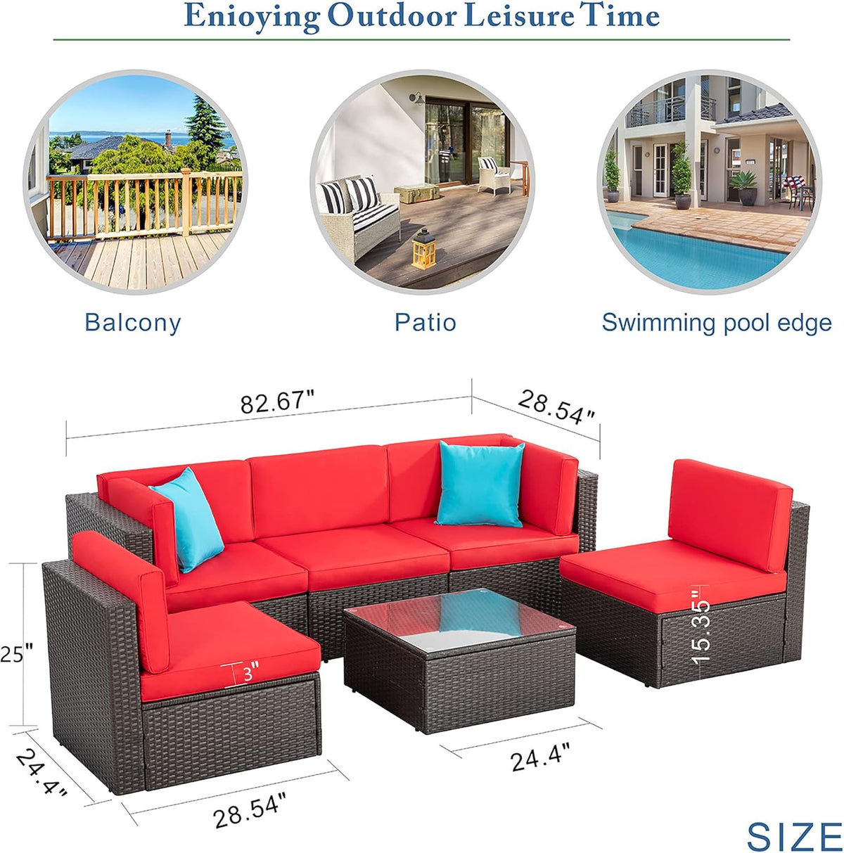 5-Piece All-Weather Patio Furniture Set with Ottoman, Outdoor Wicker Conversation Sofa Set with Cushions for Garden, Deck & Backyard