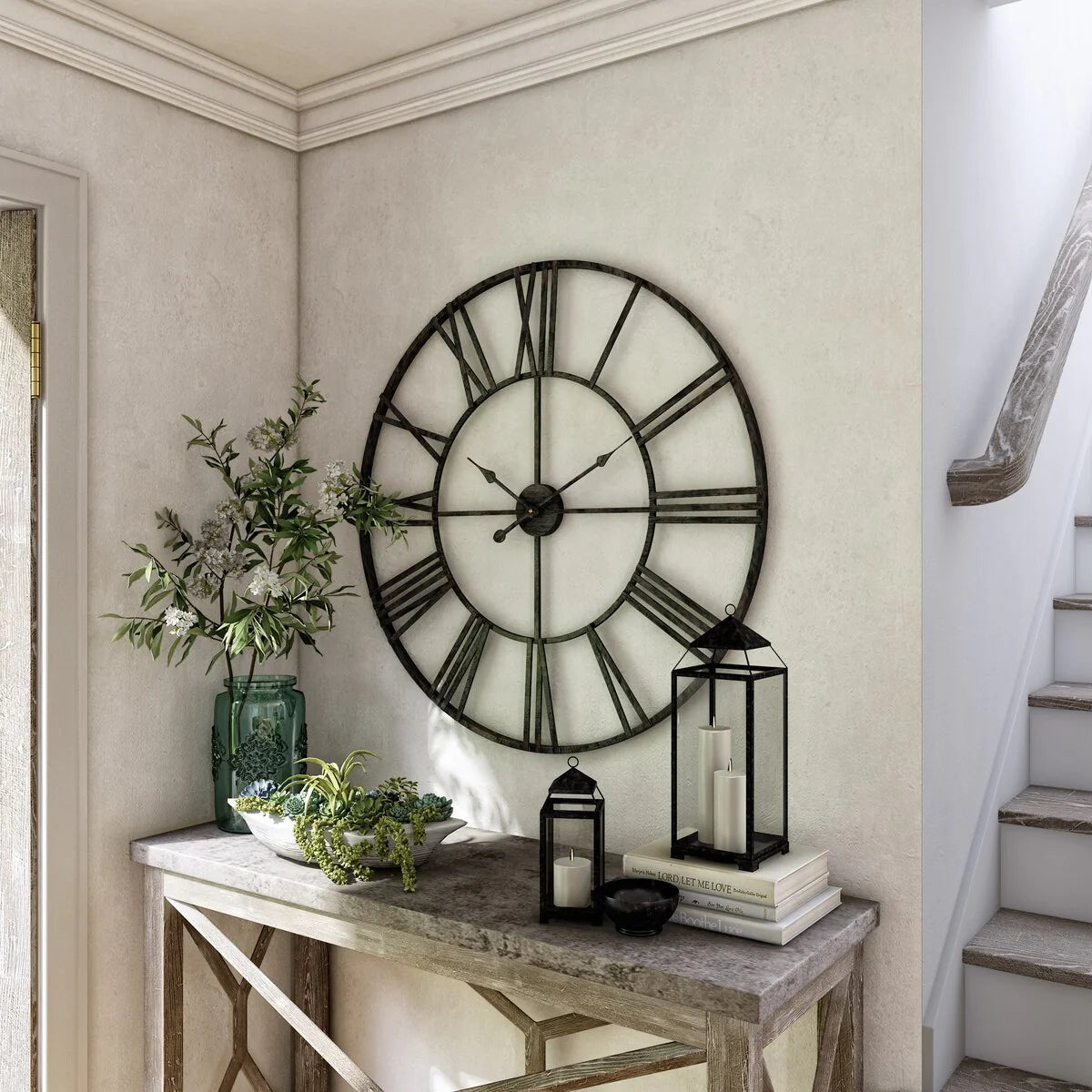 Modern Round Metal Wall Clock, Decorative Circular Hanging Clock for Living Room, Bedroom and Office