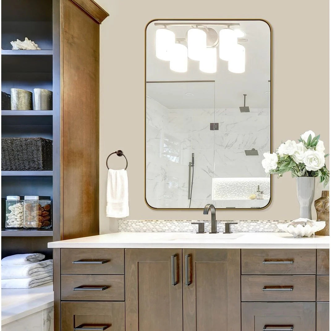 Metal Venetian Wall Mounted Mirror, Decorative Vintage Style Hanging Mirror for Living Room, Bedroom and Entryway