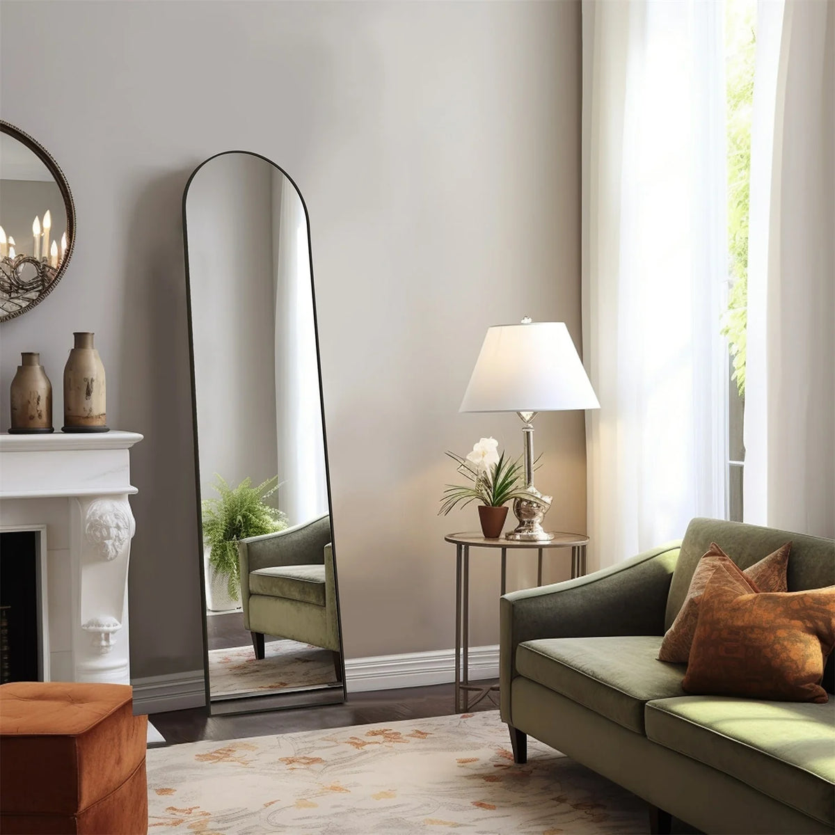 Full Length Mirror with Stand, Aluminum Alloy Frame Full Body Floor Mirror for Bedroom and Cloakroom