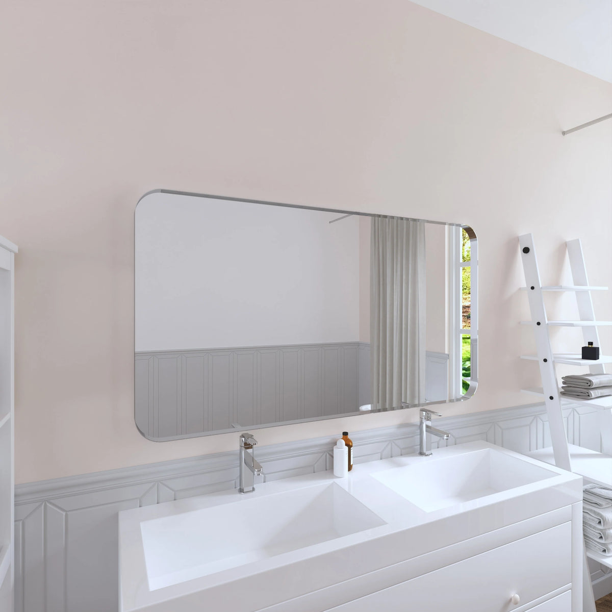 Aluminum Alloy Rounded Corner Vanity Mirror, Modern Wall Mounted Mirror for Bathroom, Bedroom and Home Decor