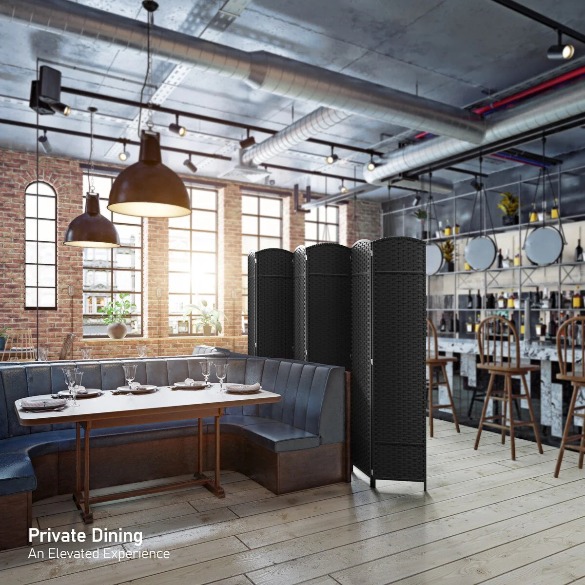6 Panel Room Divider, 6ft Tall Extra Wide Folding Privacy Screen with Hand-Woven Mesh Panels