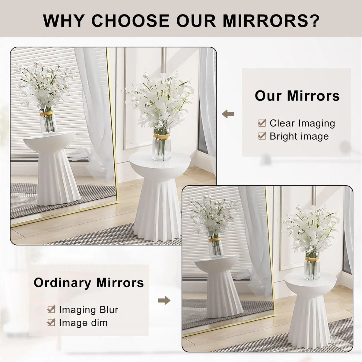 Modern Arched Full Length Floor Mirror, Aluminum Alloy Frame Standing Full Body Mirror
