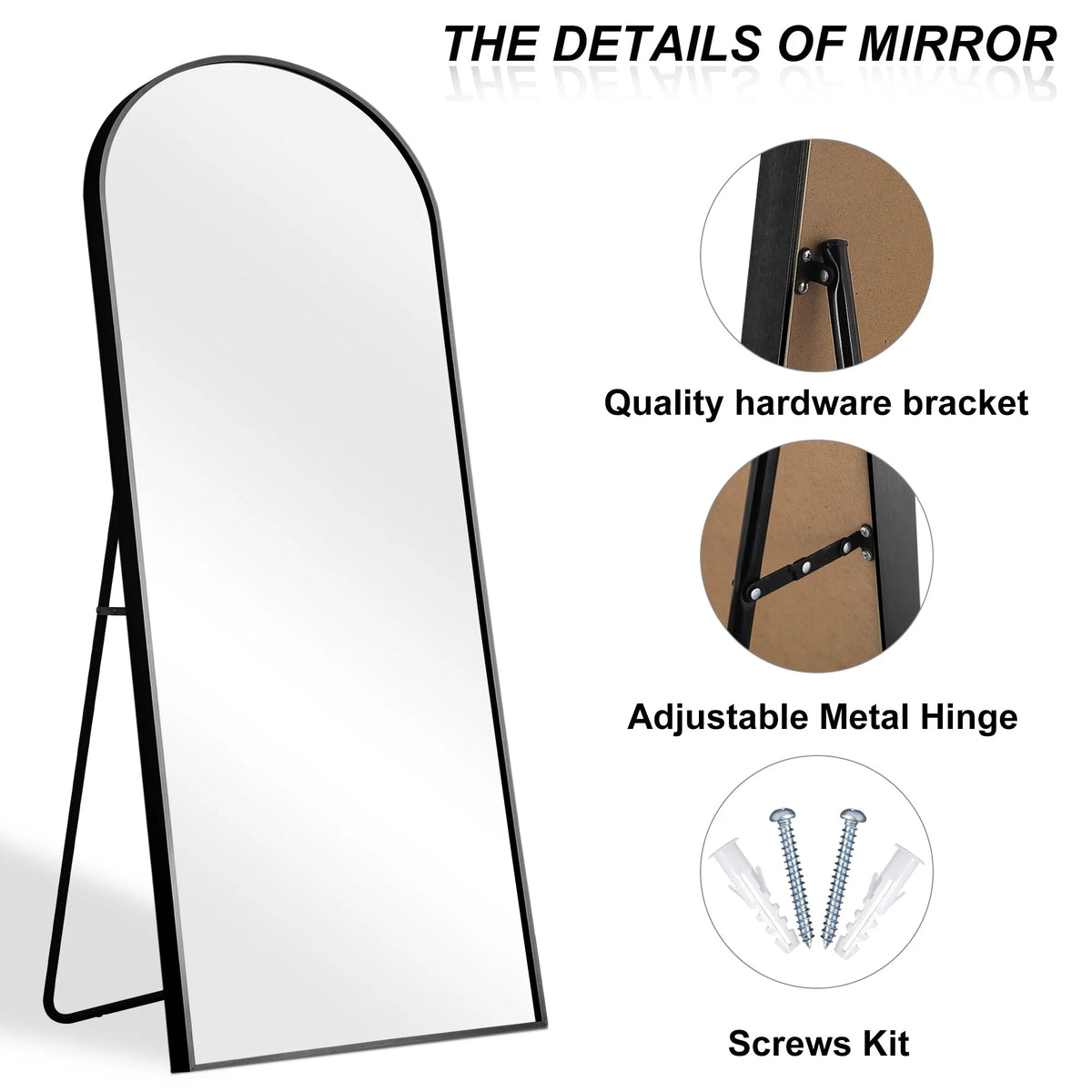 Arched Full Length Floor Mirror, Large Full Body Standing and Wall Mounted Mirror for Bedroom, Living Room and Home Decor