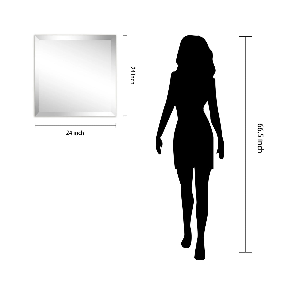Frameless Beveled Prism Wall Mirror, Clear Square or Rectangular Decorative Mirror for Bathroom, Bedroom and Home Decor