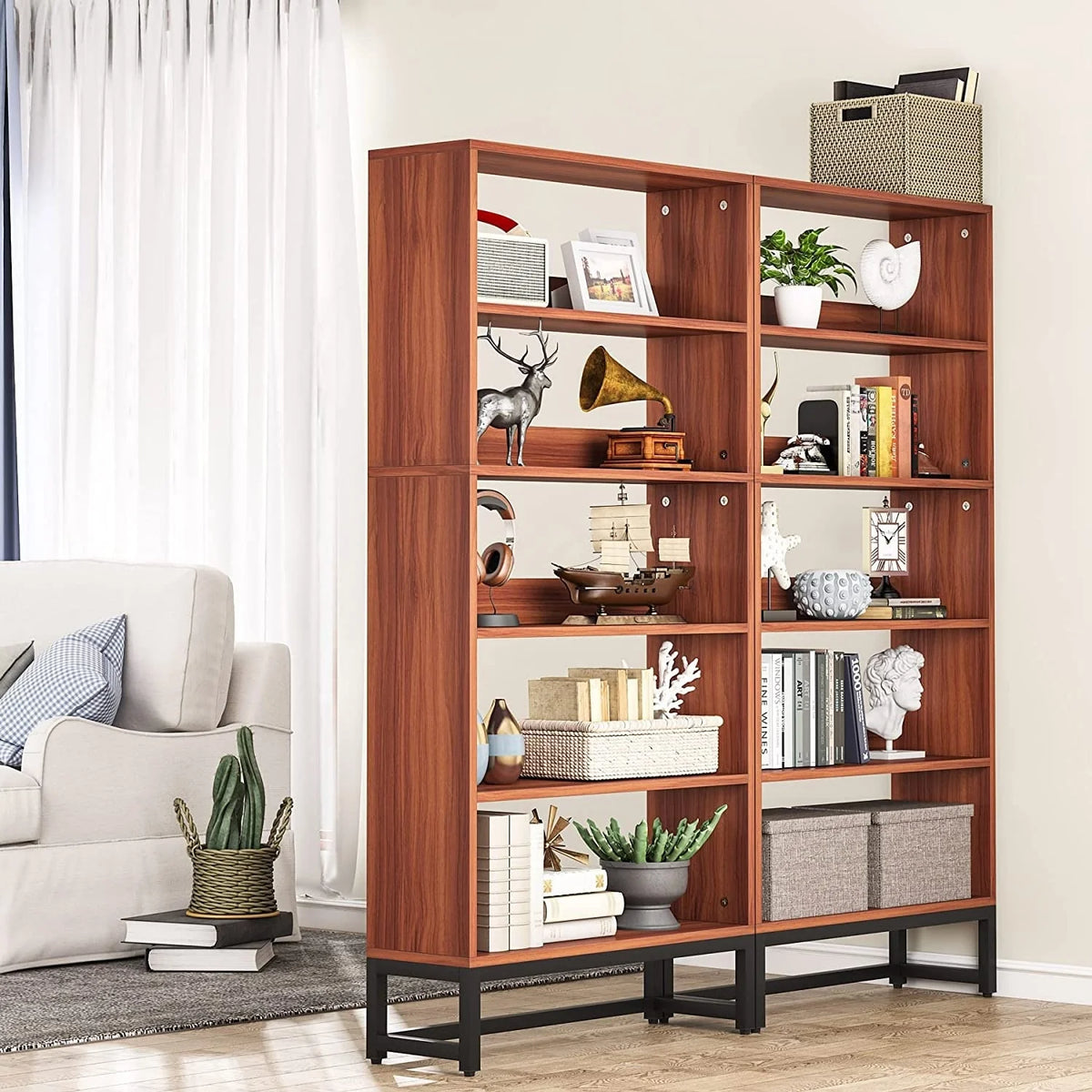 70.87 Inch Tall 5-Tier Bookcase, Large Bookshelf with 31.5 Inch Wide Storage