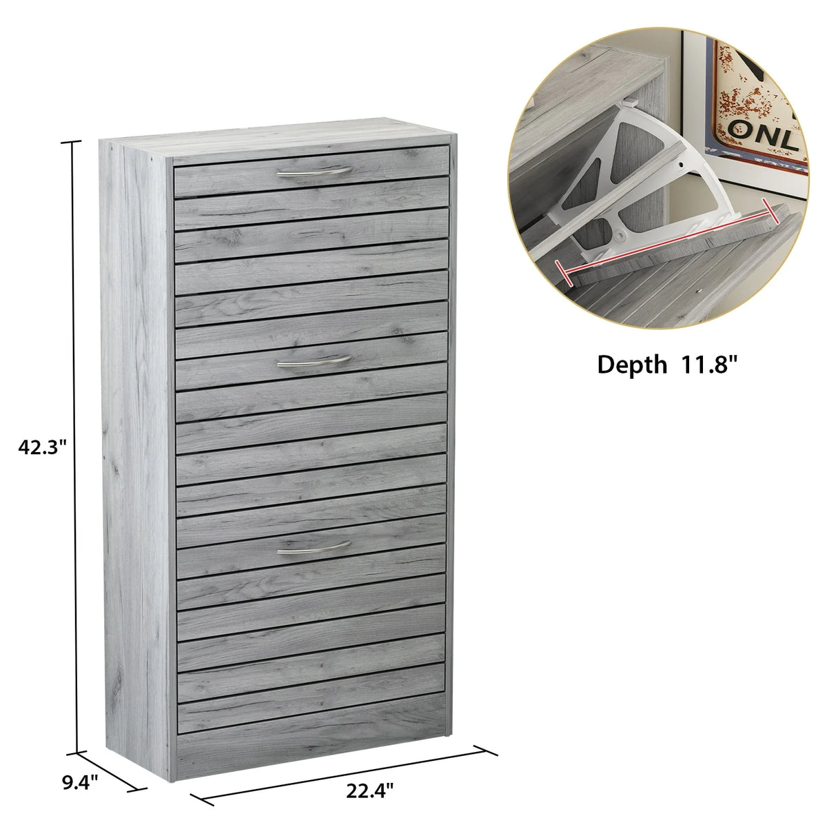 Modern Shoe Storage Cabinet for Entryway and Hallway, Space-Saving Shoe Organizer
