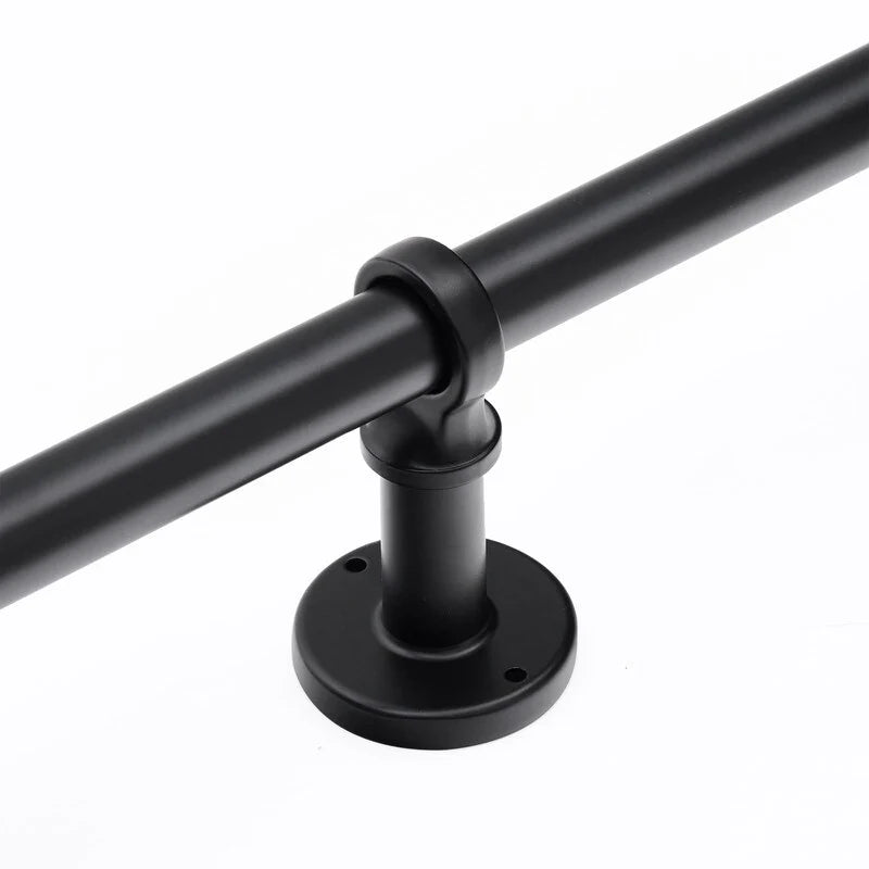 1 Inch Industrial Curtain Rods for Windows, Blackout Wrap-Around Rods, Rustic Matte Black