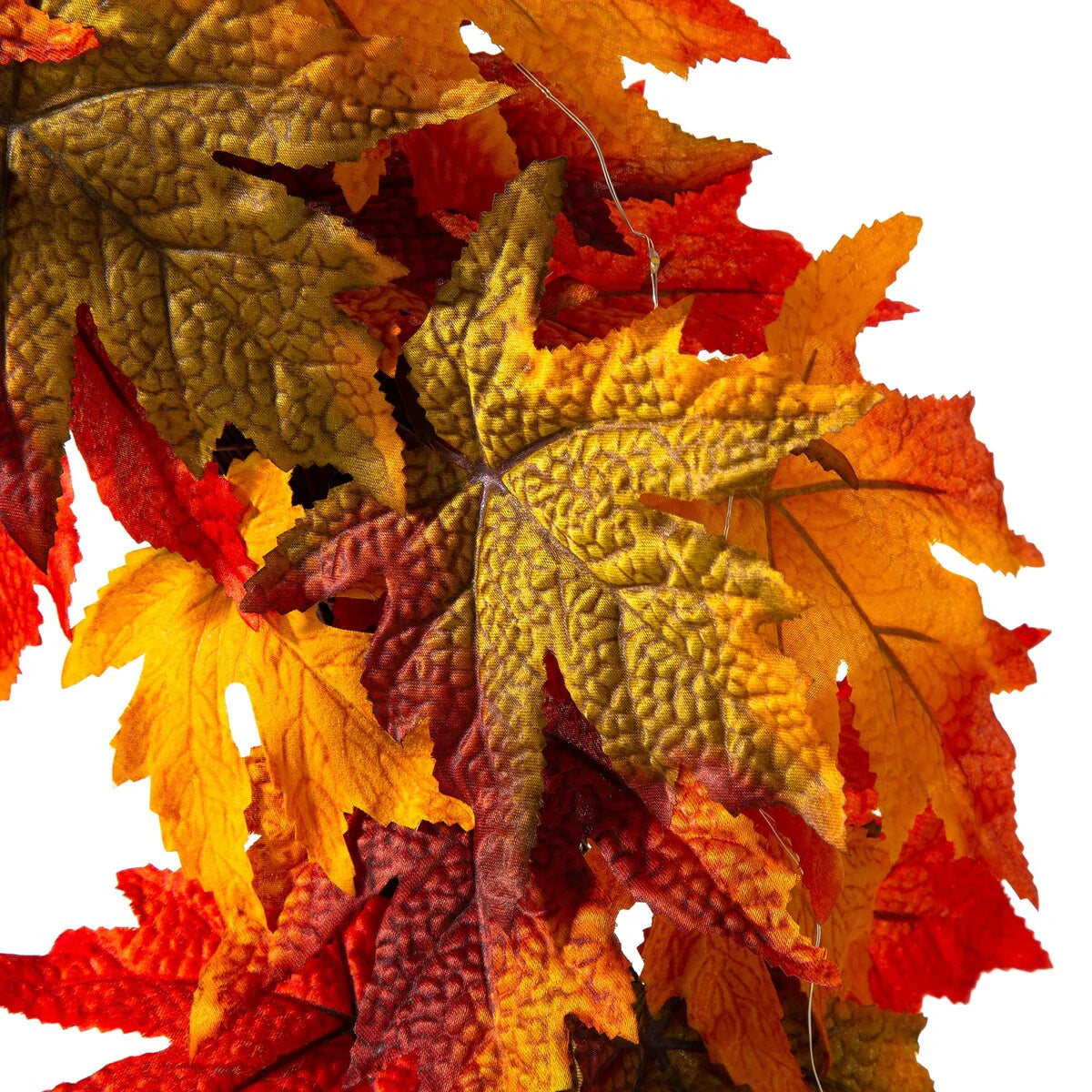 Thanksgiving LED Lighted Fall Maple Leaf Wreath and Garland - Autumn Home Decor