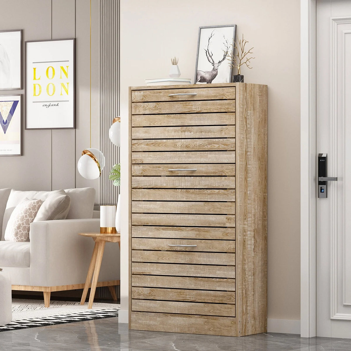 Modern Shoe Storage Cabinet for Entryway and Hallway, Space-Saving Shoe Organizer