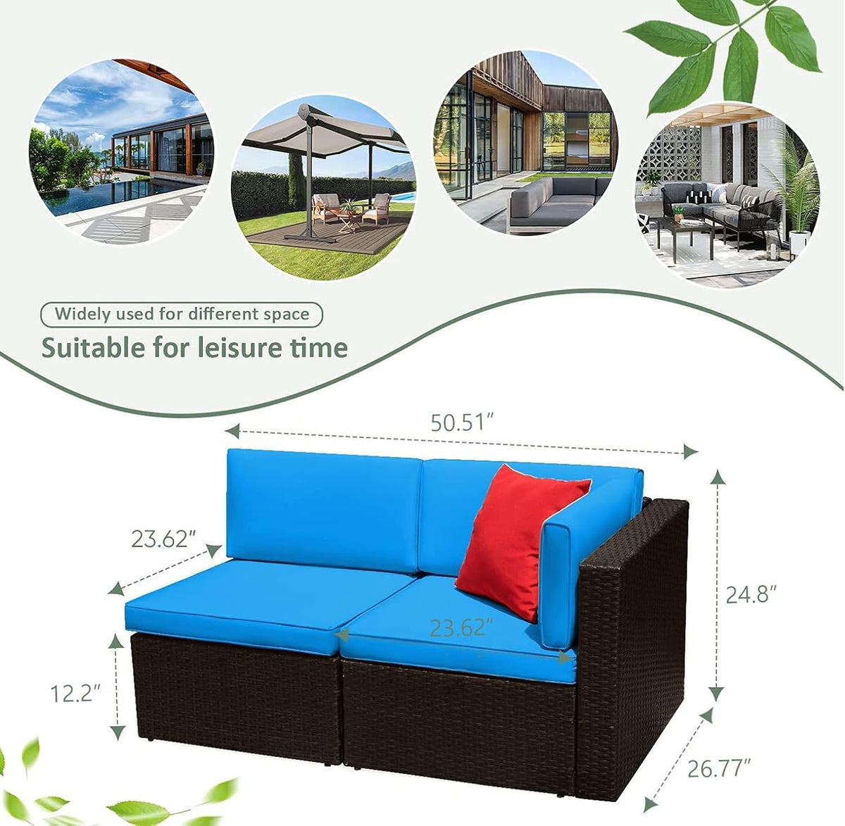 5-Piece All-Weather Patio Furniture Set with Cushions, Outdoor Wicker Conversation Sofa Set for Garden, Deck & Backyard