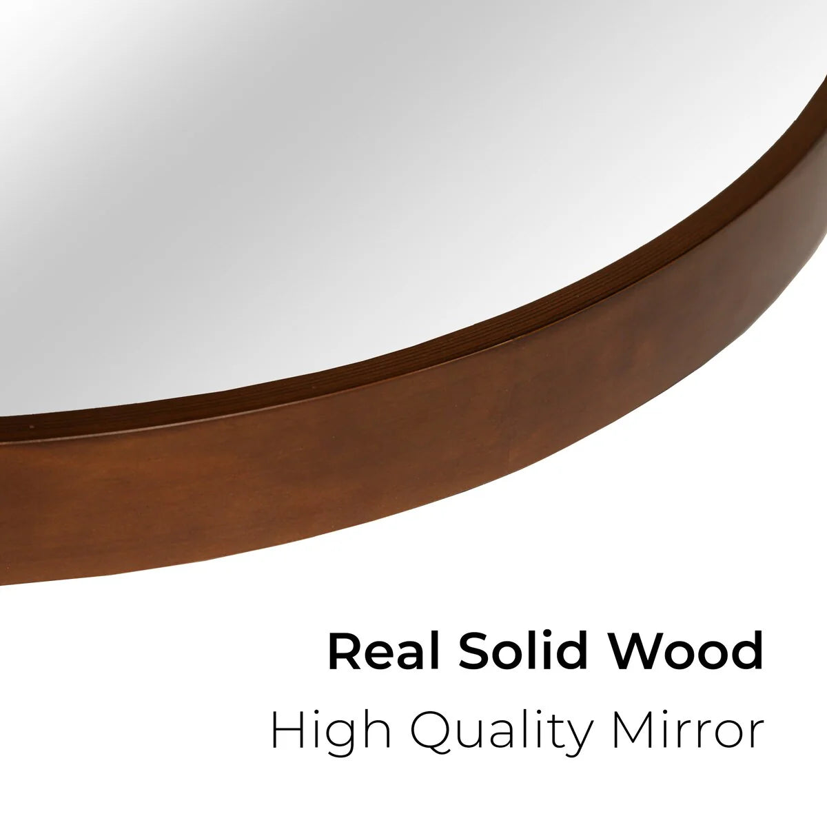 Classic Farmhouse Round Wall Mirror, Wooden Frame Decorative Accent Mirror for Living Room, Bedroom and Entryway