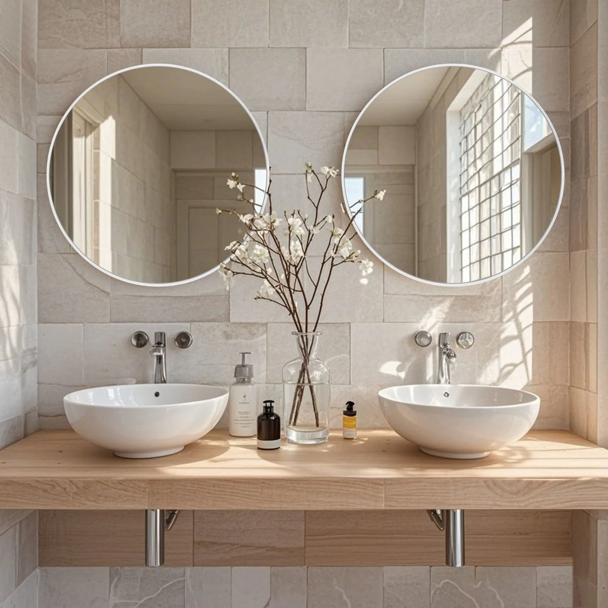 Modern Round Bathroom Vanity Mirror, Wall Mounted Circular Mirror for Bathroom, Bedroom and Home Decor