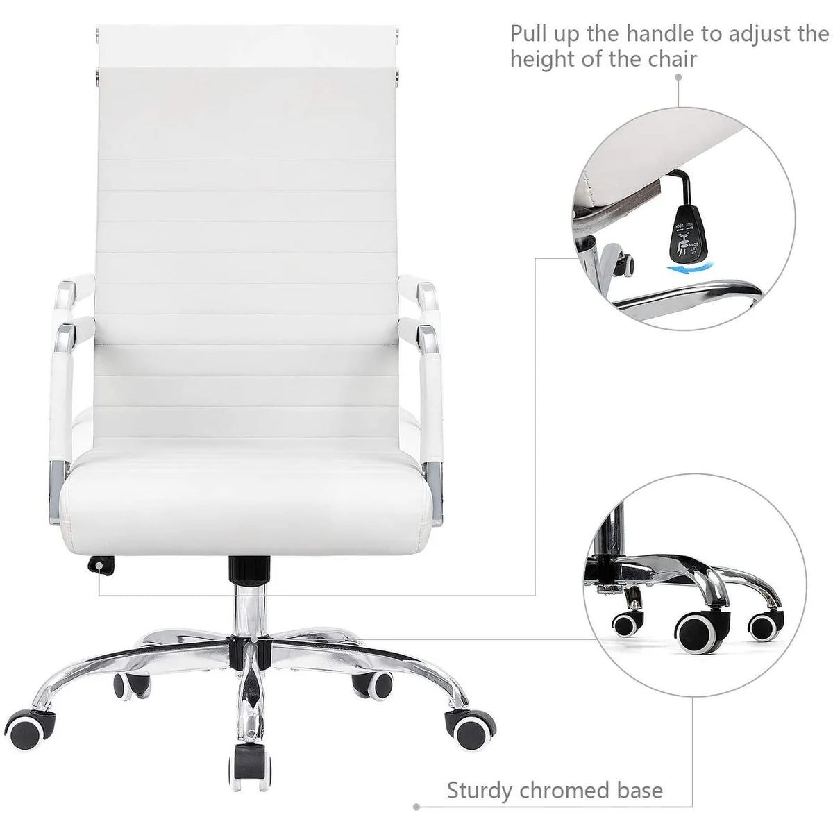 Ergonomic Ribbed Office Chair, Modern Computer Desk Chair with Comfortable Upholstered Seat for Home and Office