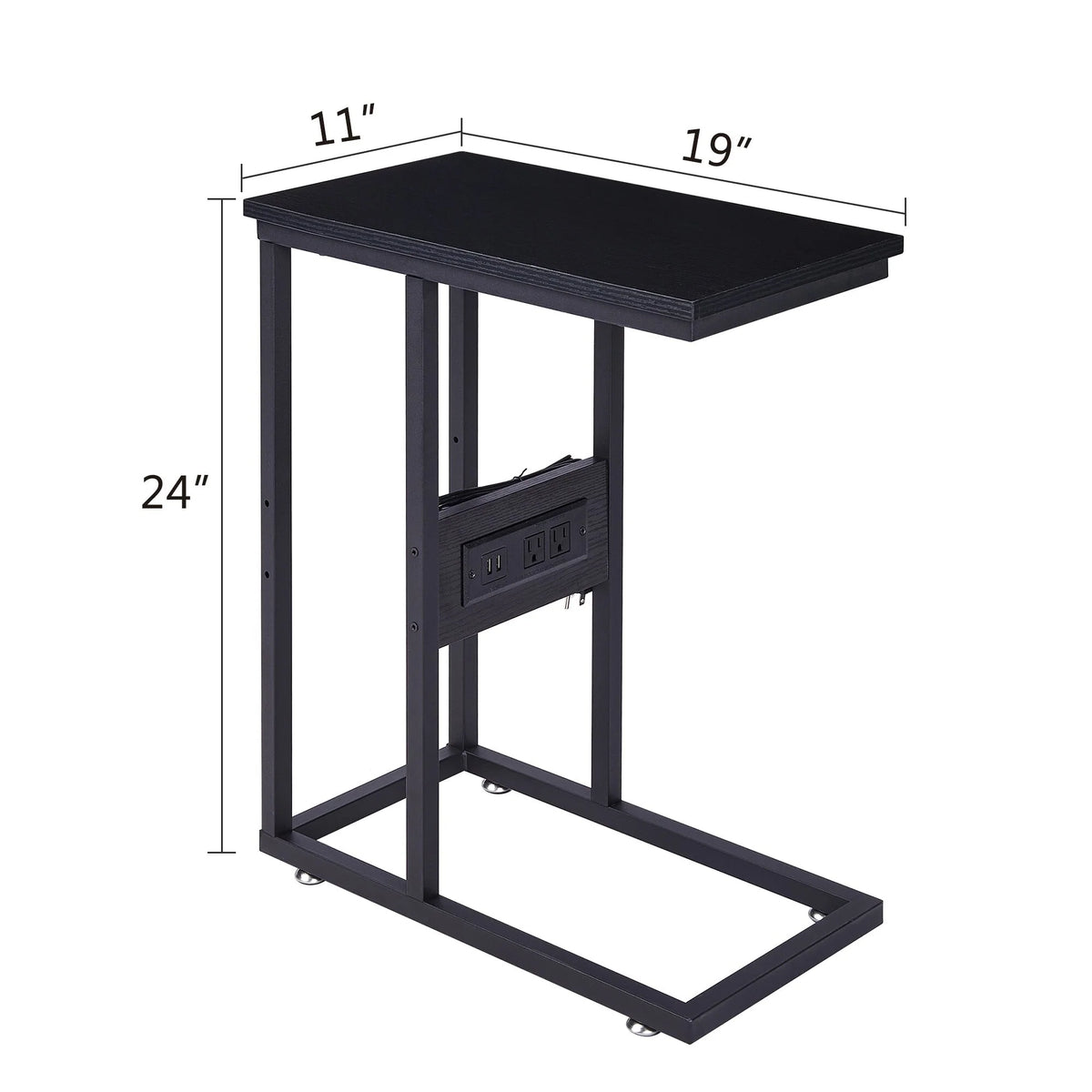 Set of 2 C-Shaped Sofa Side Tables, Small End Tables for Living Room, Bedside and TV Tray