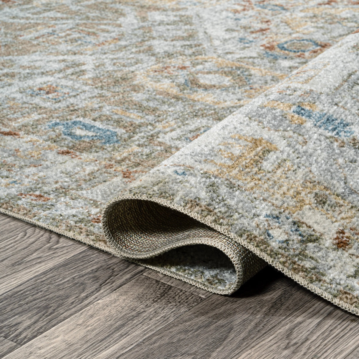 Bohemian Medallion Low-Pile Machine-Washable Area Rug, Cream and Terra
