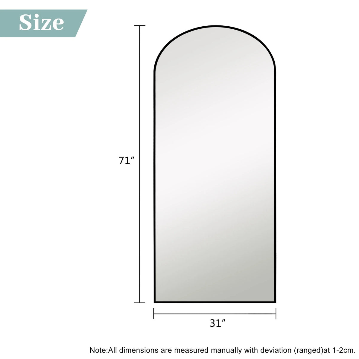 Arched Full Length Floor Mirror, Large Full Body Standing and Wall Mounted Mirror for Bedroom, Living Room and Home Decor