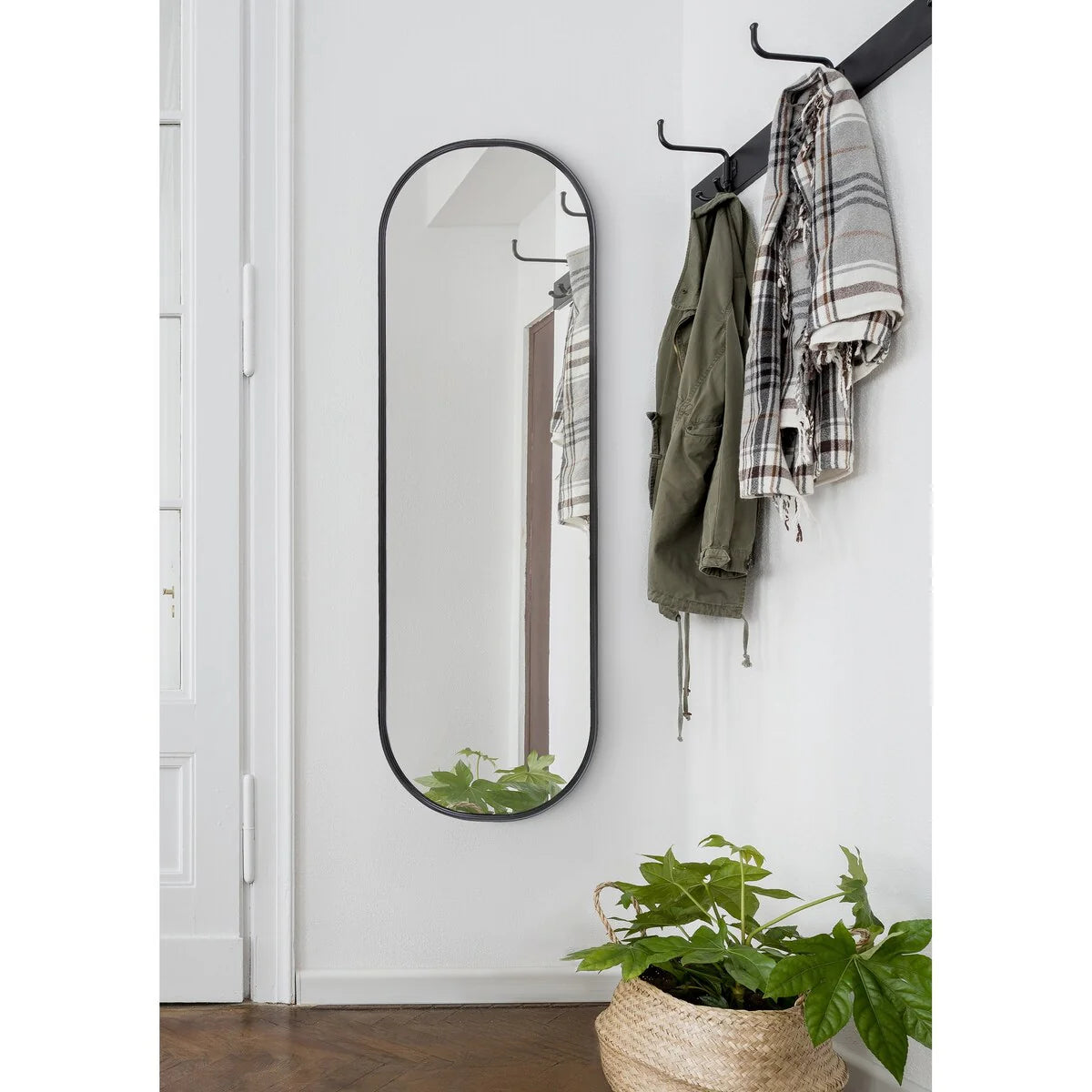 Modern Capsule Framed Wall Mirror, Decorative Oval Accent Mirror for Living Room, Bedroom and Entryway