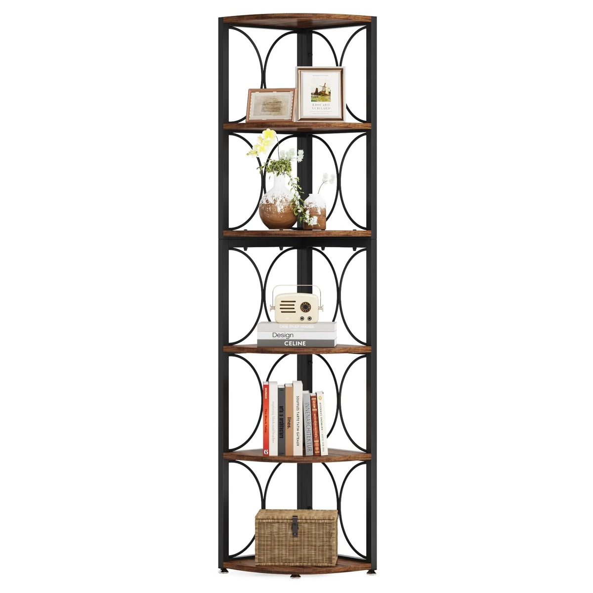 67 Inch Tall Corner Shelf, Freestanding Corner Bookshelf and Storage Shelving Unit