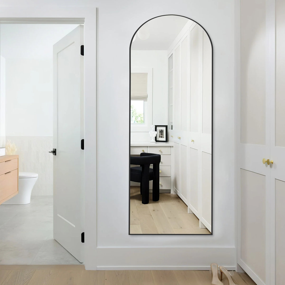 64x21 Full Length Floor Mirror, Large Full Body Aluminum Alloy Frame Standing Mirror with Stand and Wall Mount Option