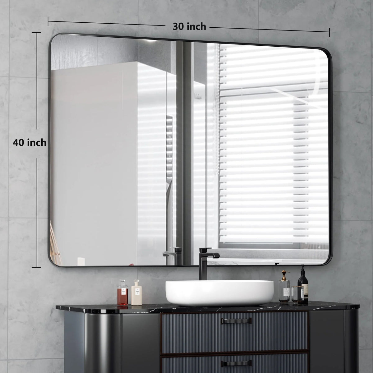 Wall Mirror Vanity Mirror, Bathroom Mirror with Rounded Corners, 1 Piece