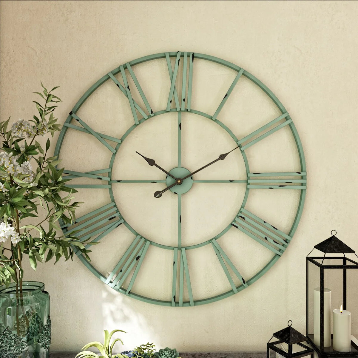 Modern Round Metal Wall Clock, Decorative Circular Hanging Clock for Living Room, Bedroom and Office