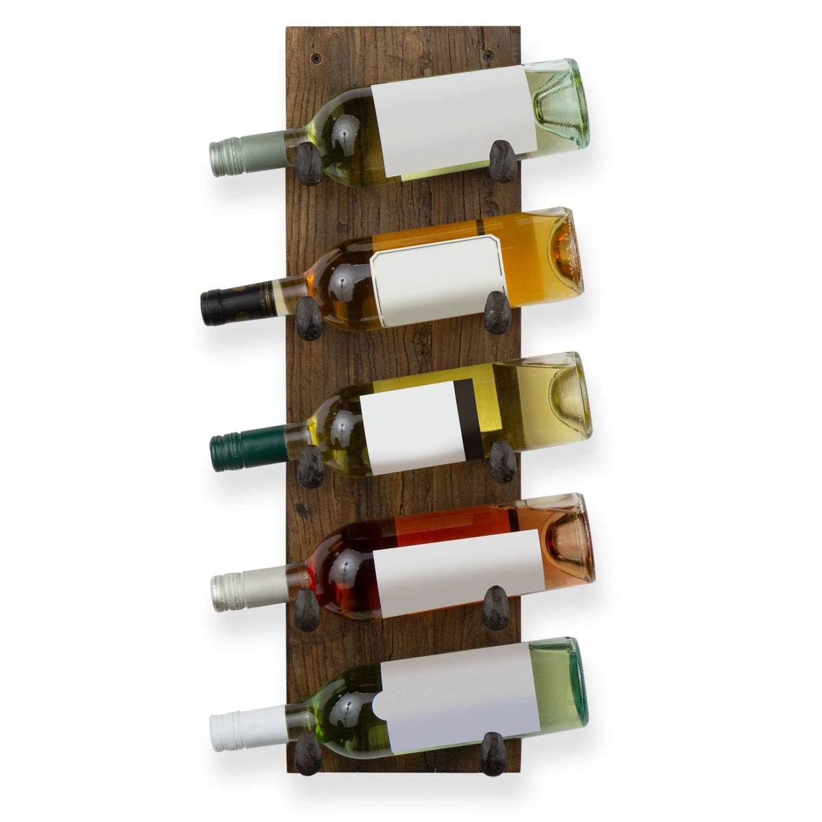 5 Bottle Wood Wall Mounted Wine Rack, Walnut Finish Bottle Holder for Kitchen, Dining Room and Home Bar