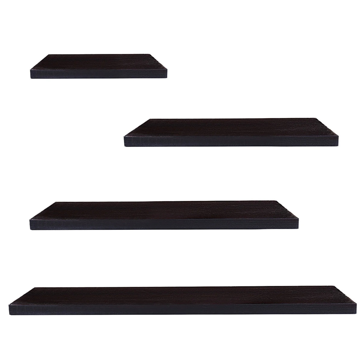 4-Piece Wood Floating Wall Shelves, White and Black Storage Shelf Set for Home Decor