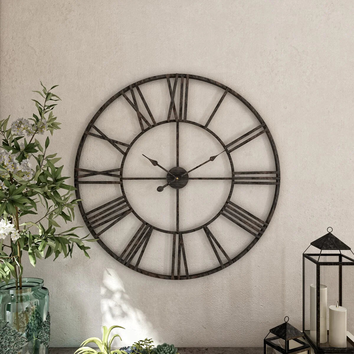 Modern Round Metal Wall Clock, Decorative Circular Hanging Clock for Living Room, Bedroom and Office