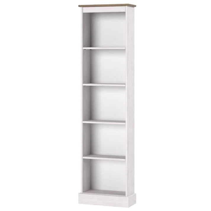Tall Narrow Wood Bookcase, Slim Freestanding Bookshelf for Small Spaces, Home Office and Living Room