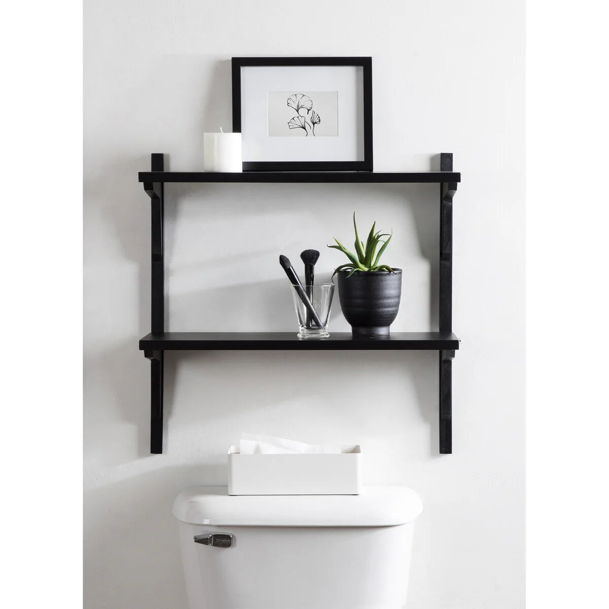 Mid-Century Wall Shelves, 24x8x24 Inch Decorative Wall Mounted Storage and Display Shelving for Home Decor