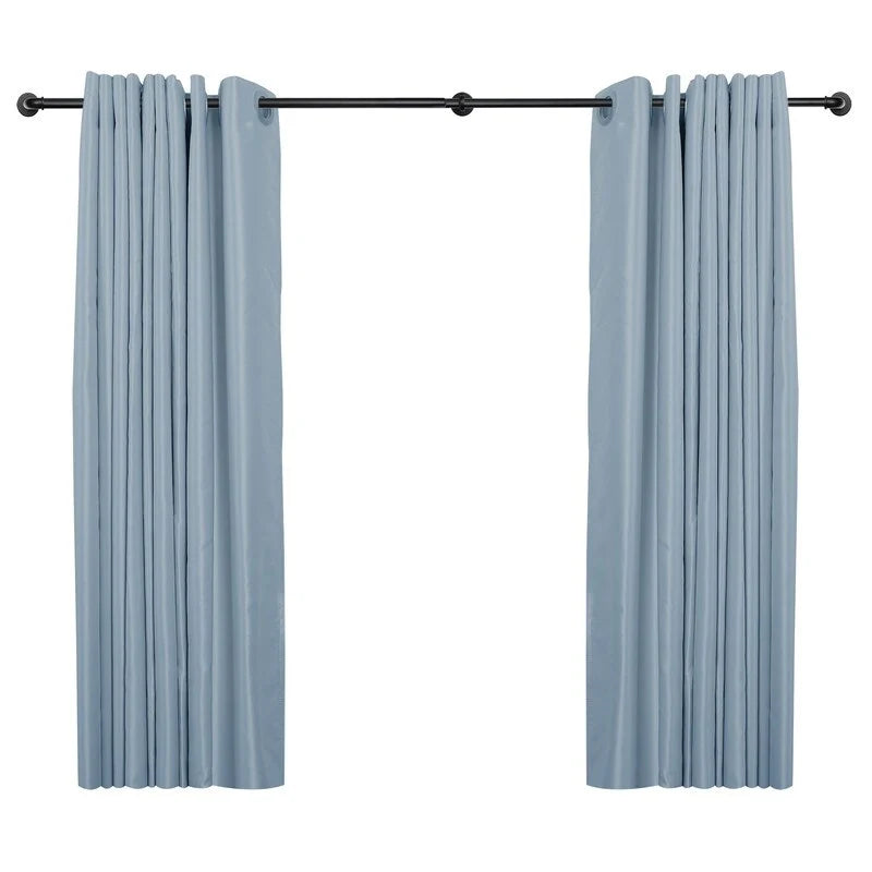 1 Inch Industrial Curtain Rods for Windows, Blackout Wrap-Around Rods, Rustic Matte Black
