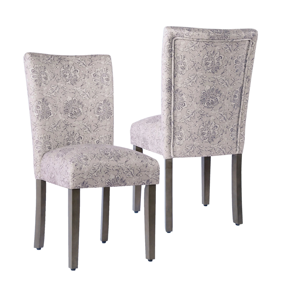 Set of 2 Upholstered Medallion Dining Chairs, Comfortable Parsons Style Chairs for Kitchen and Dining Room