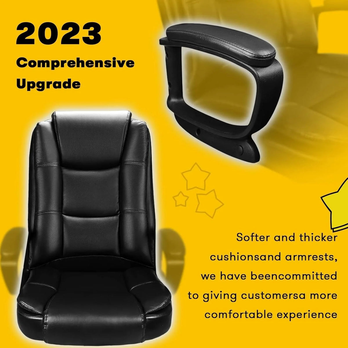 Big and Tall Executive Office Chair, High Back Ergonomic Leather Chair, 400 lb Capacity