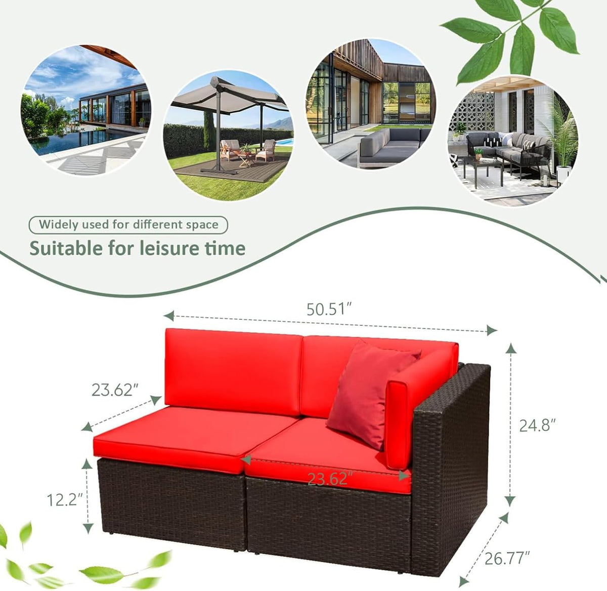 5-Piece All-Weather Patio Furniture Set with Cushions, Outdoor Wicker Conversation Sofa Set for Garden, Deck & Backyard