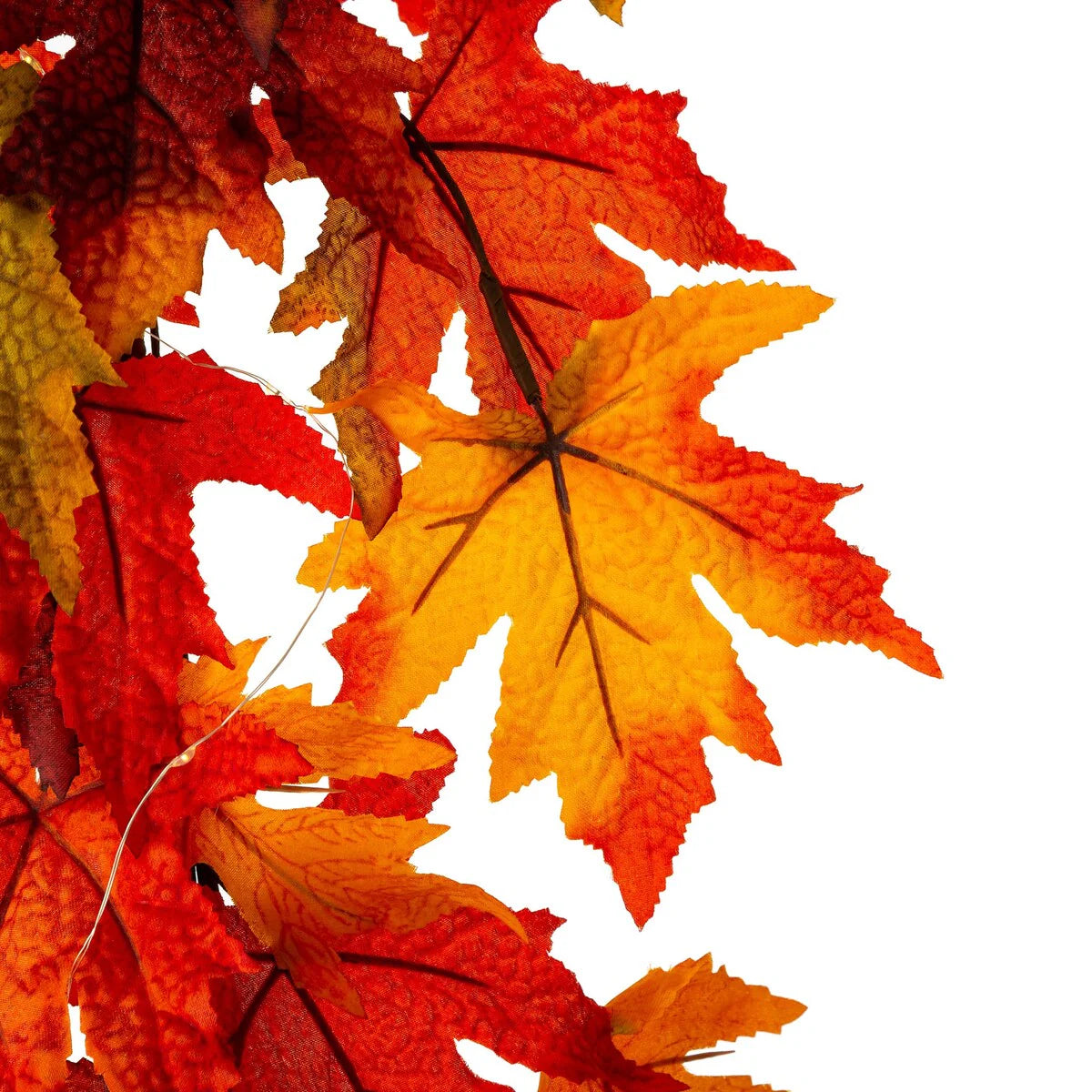 Thanksgiving LED Lighted Fall Maple Leaf Wreath and Garland - Autumn Home Decor