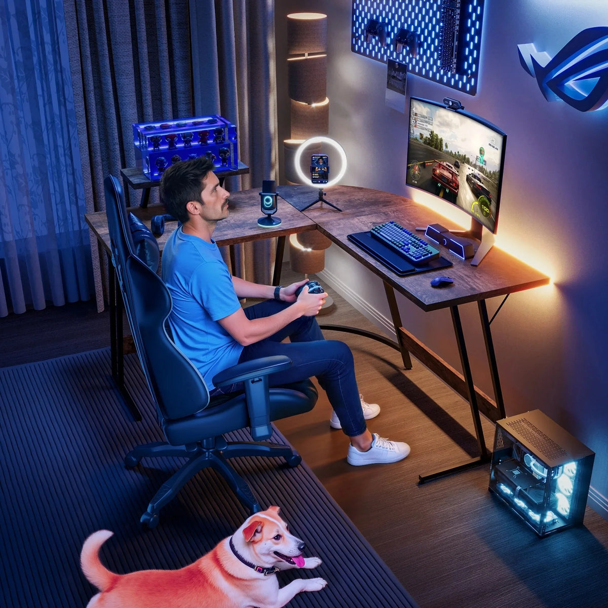 L-Shaped Gaming Desk, Computer Corner Desk and Office Writing Desk for Home